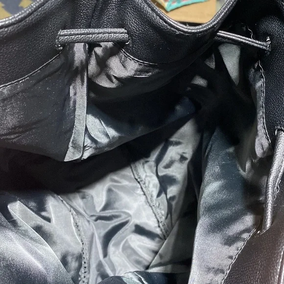 Victoria's Secret Black Fringe Tassel Backpack Drawstring Purse New​​​ - Picture 7 of 7